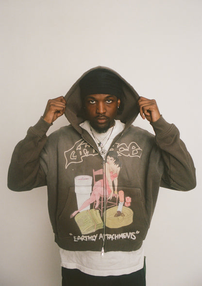 GRIMACE “EARTHLY ATTACHMENTS” ZIP UP HOODIE