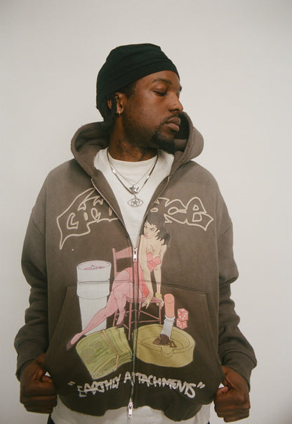 GRIMACE “EARTHLY ATTACHMENTS” ZIP UP HOODIE